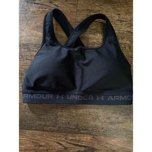 Under‎ Armour Black Compression Sports Bra Crossback Medium